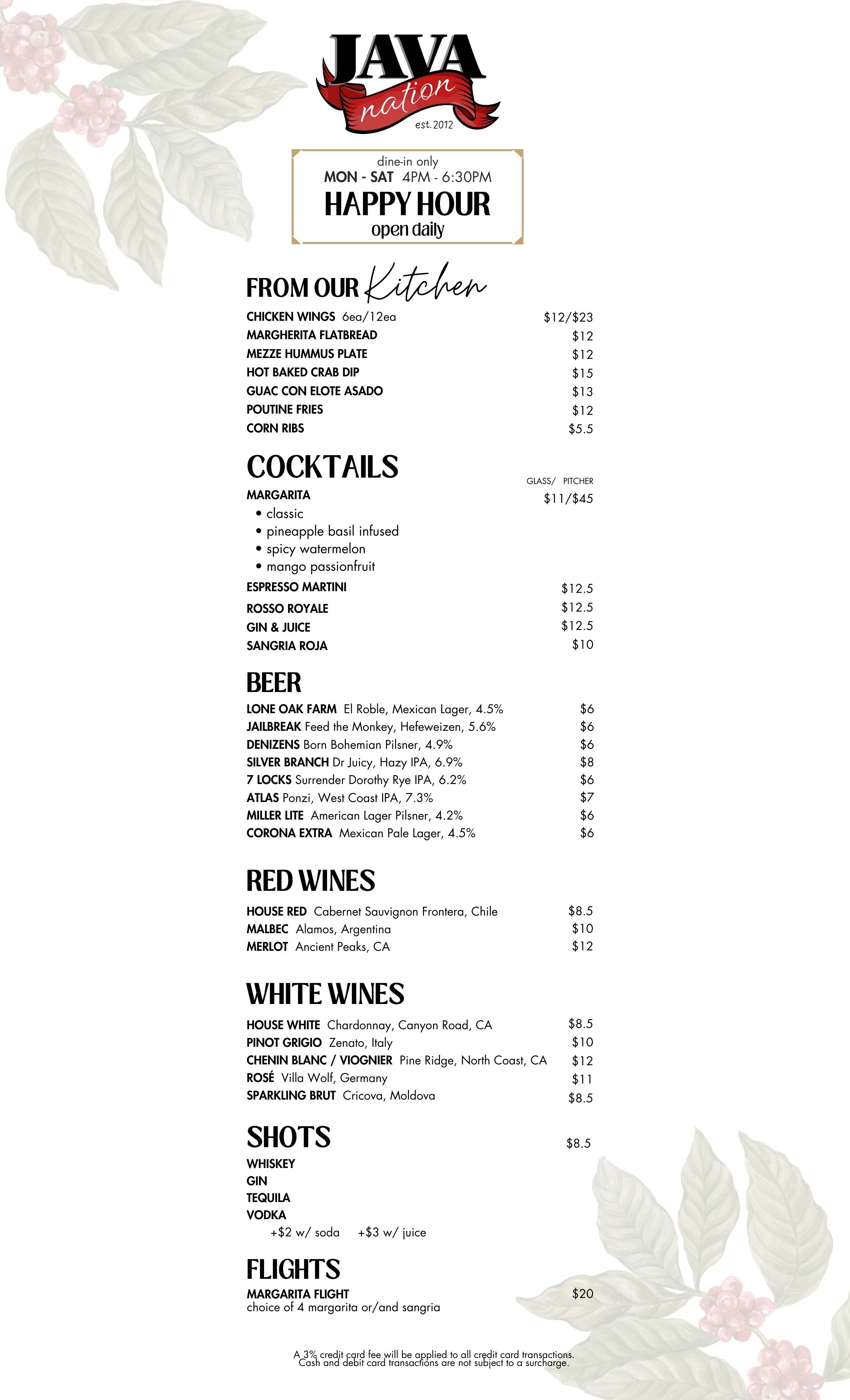 Kentlands Happy Hour Menu